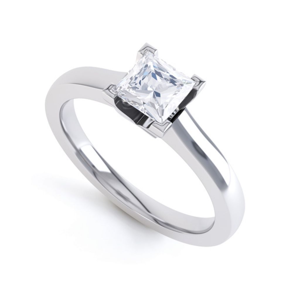 Princess Solitaire Engagement Ring Squared Setting
