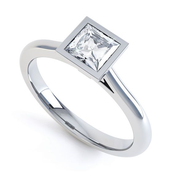 Fine Square Bezel Set Princess Solitaire Ring