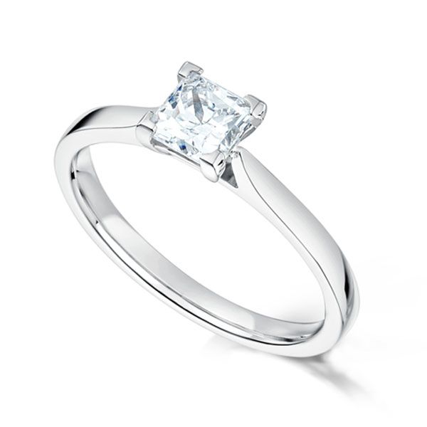 Low Set Solitaire Princess Cut Diamond Engagement Ring
