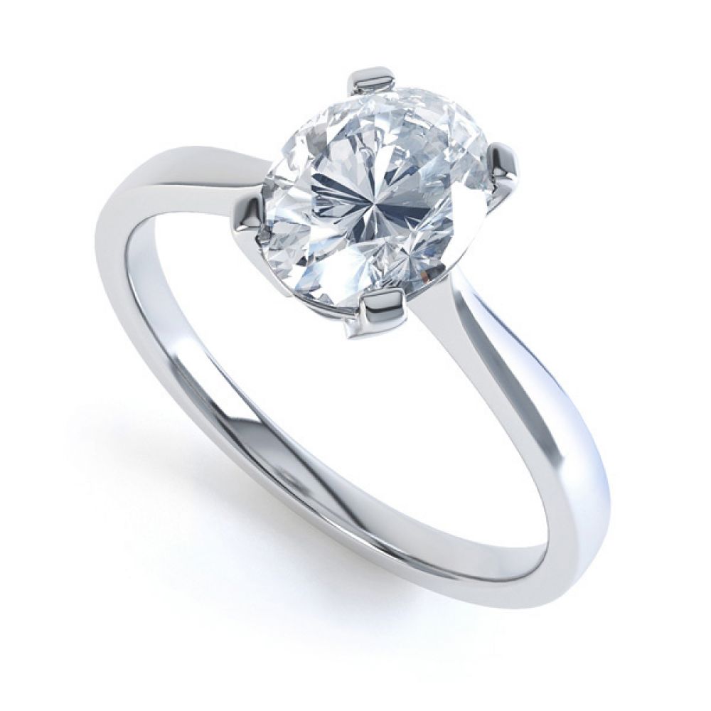 4 Claw Oval Solitaire Diamond Engagement Ring