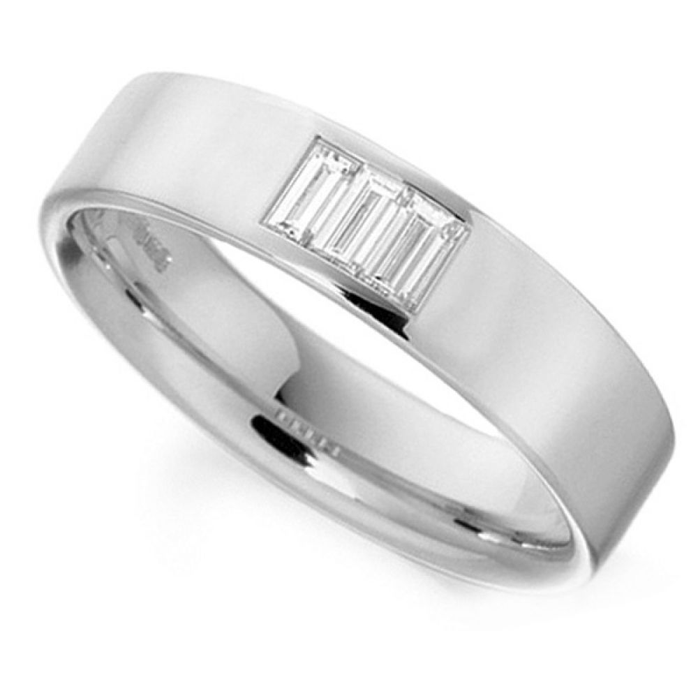 3 Stone Channel Set Baguette Diamond Wedding Ring