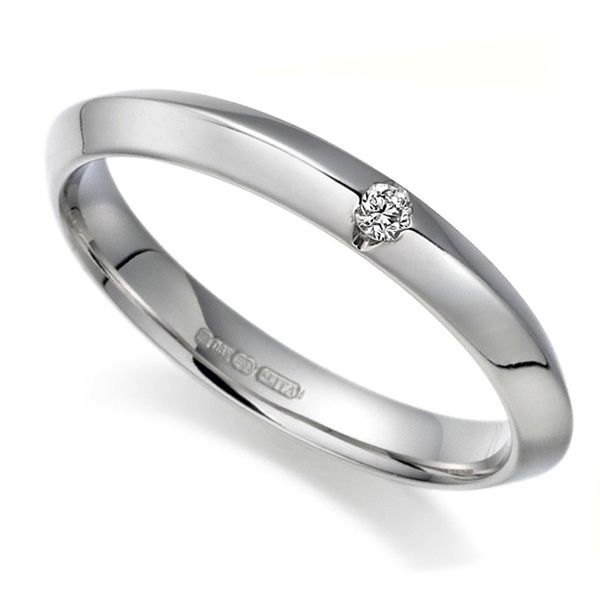 Knife Edge Profile Solitaire Diamond Wedding Ring