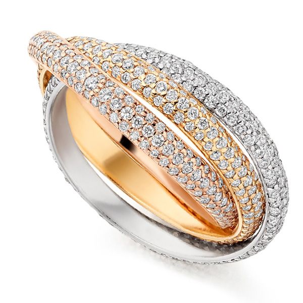 2 Carat Pavé Set Russian Diamond Wedding Rings