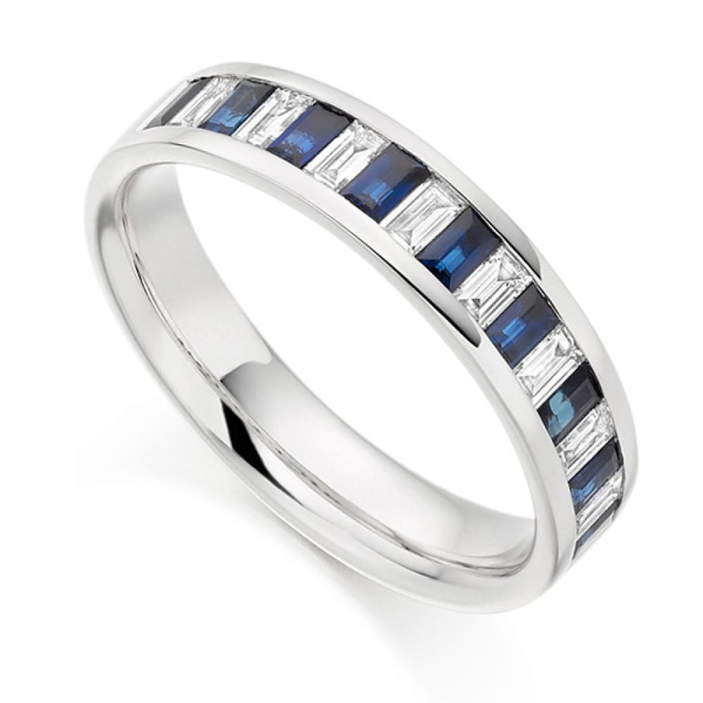 0.35ct Blue Sapphire & Diamond Baguette Ring