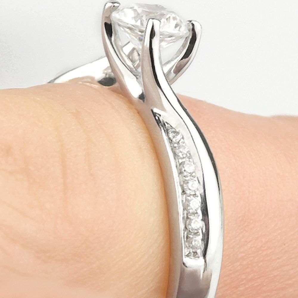 Juliana Twist Engagement Ring with Diamond Shoulders