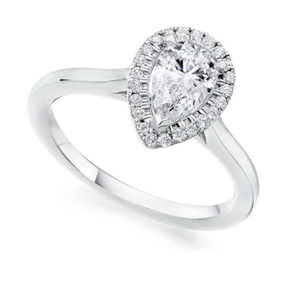 Pear Shape Diamond Halo Engagement Ring
