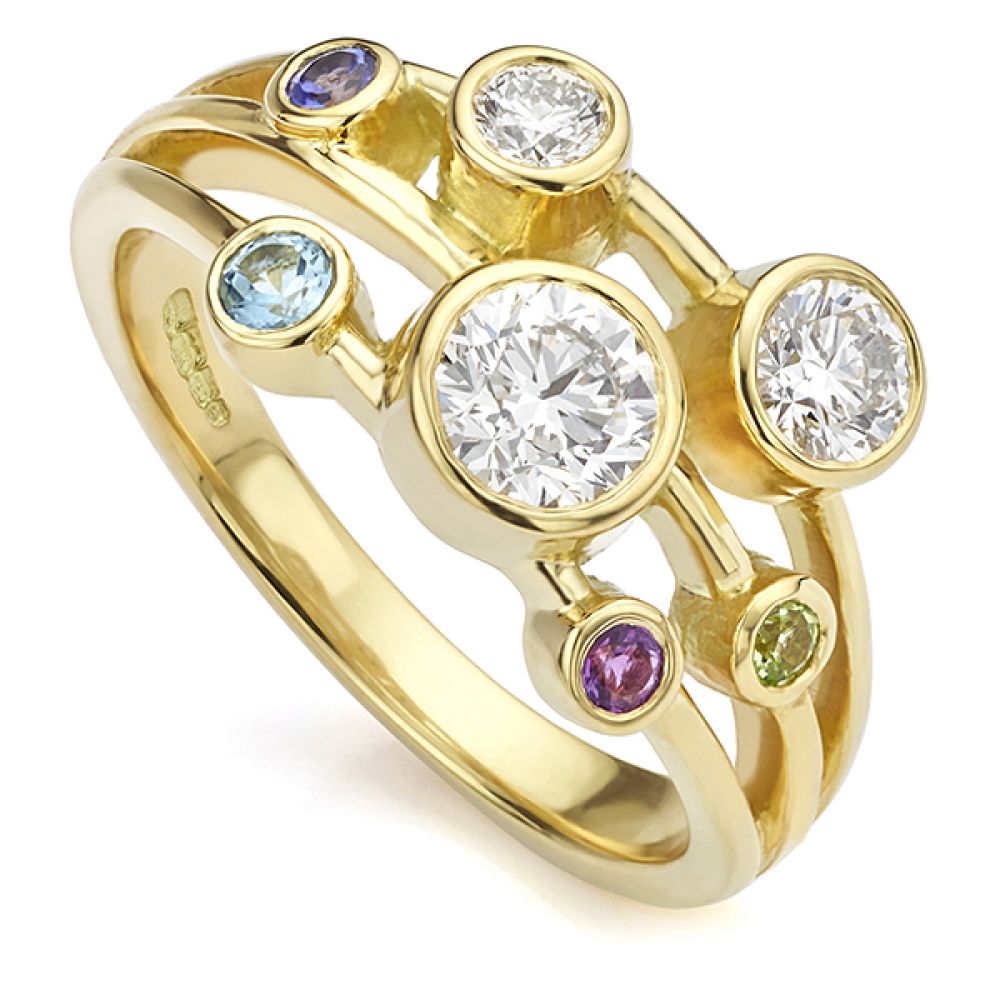 Bespoke Gemstone and Diamond Bubble Ring