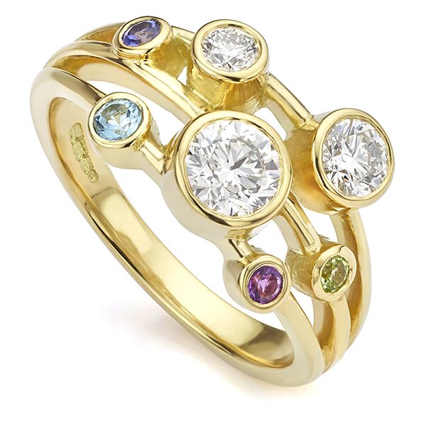 Bespoke Gemstone and Diamond Bubble Ring