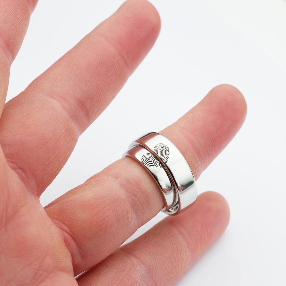 Heart Patterned Fingerprint Wedding Ring