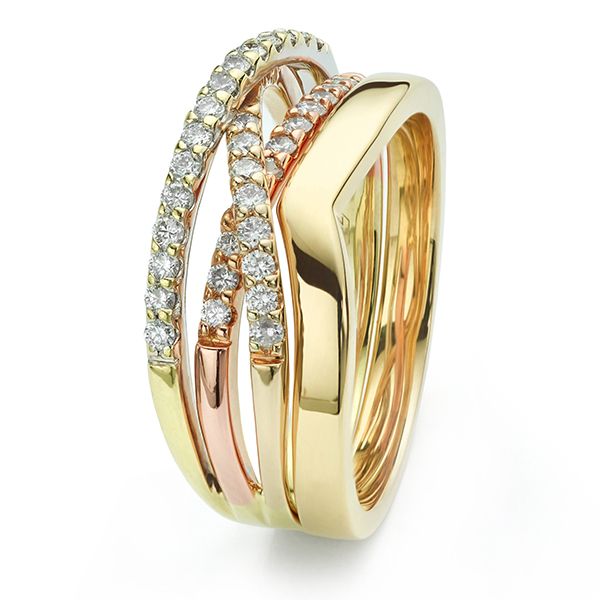 V Shaped Wedding Ring in Yellow Gold