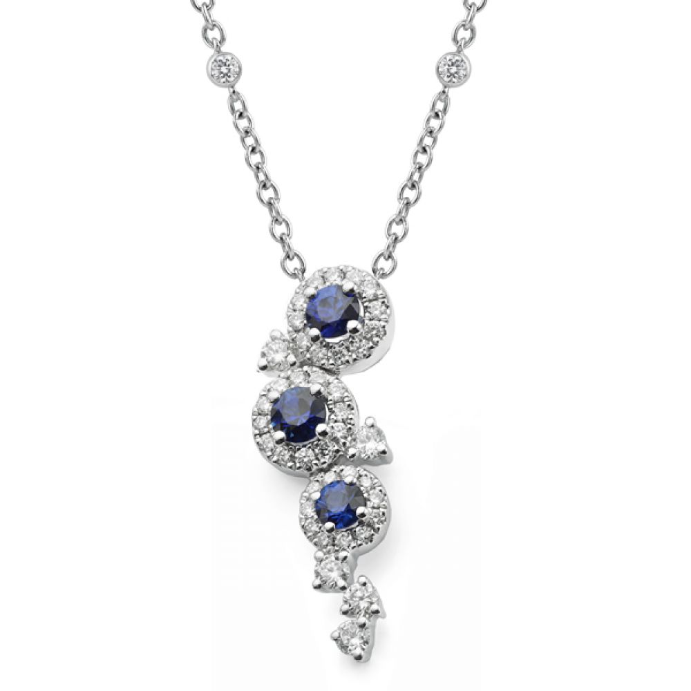Dew Diamond and Blue Sapphire Drop Pendant