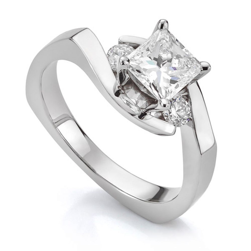 Square Band Engagement Ring - Square Band Diamond Ring