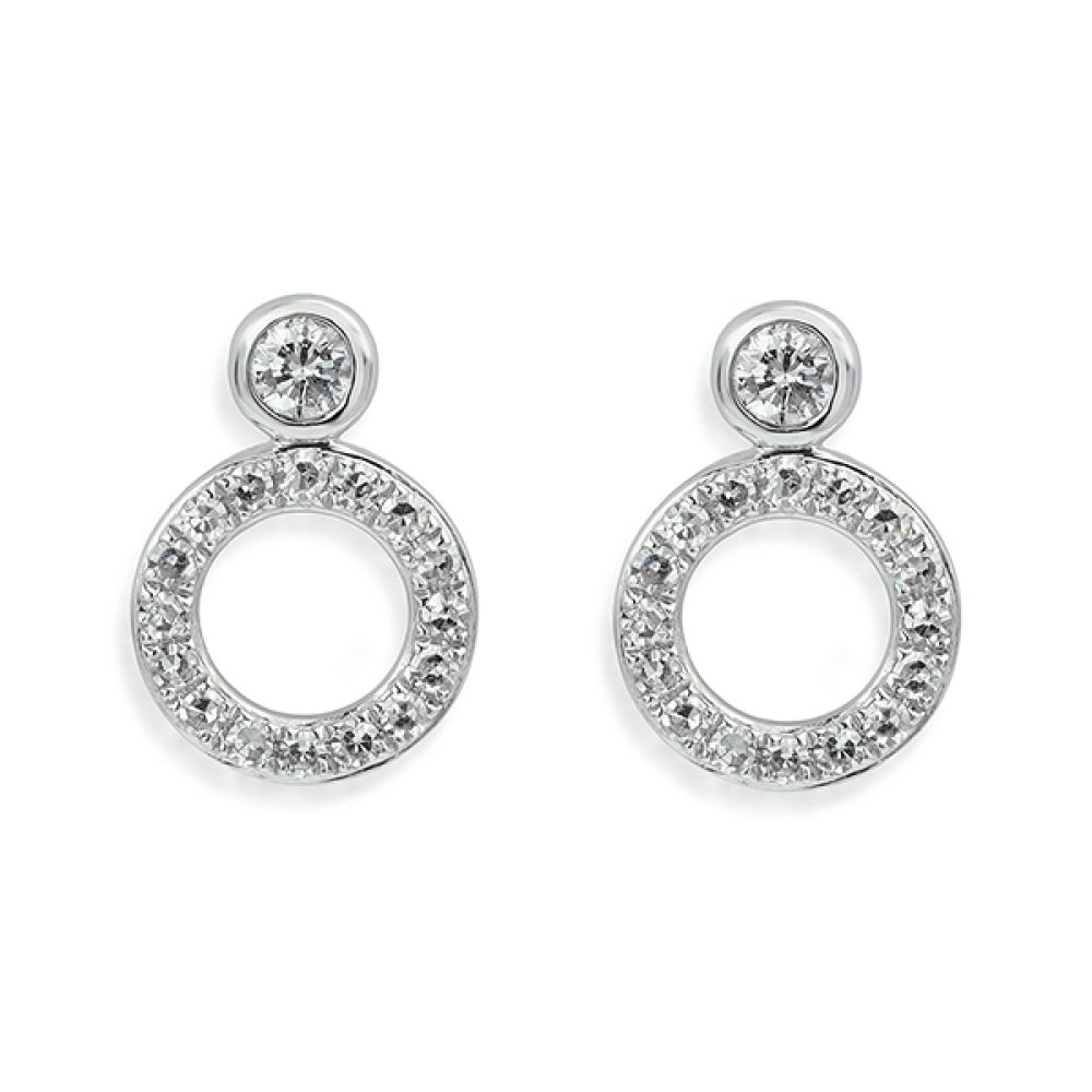 Diamond Circle Earrings 18 Carat White Gold