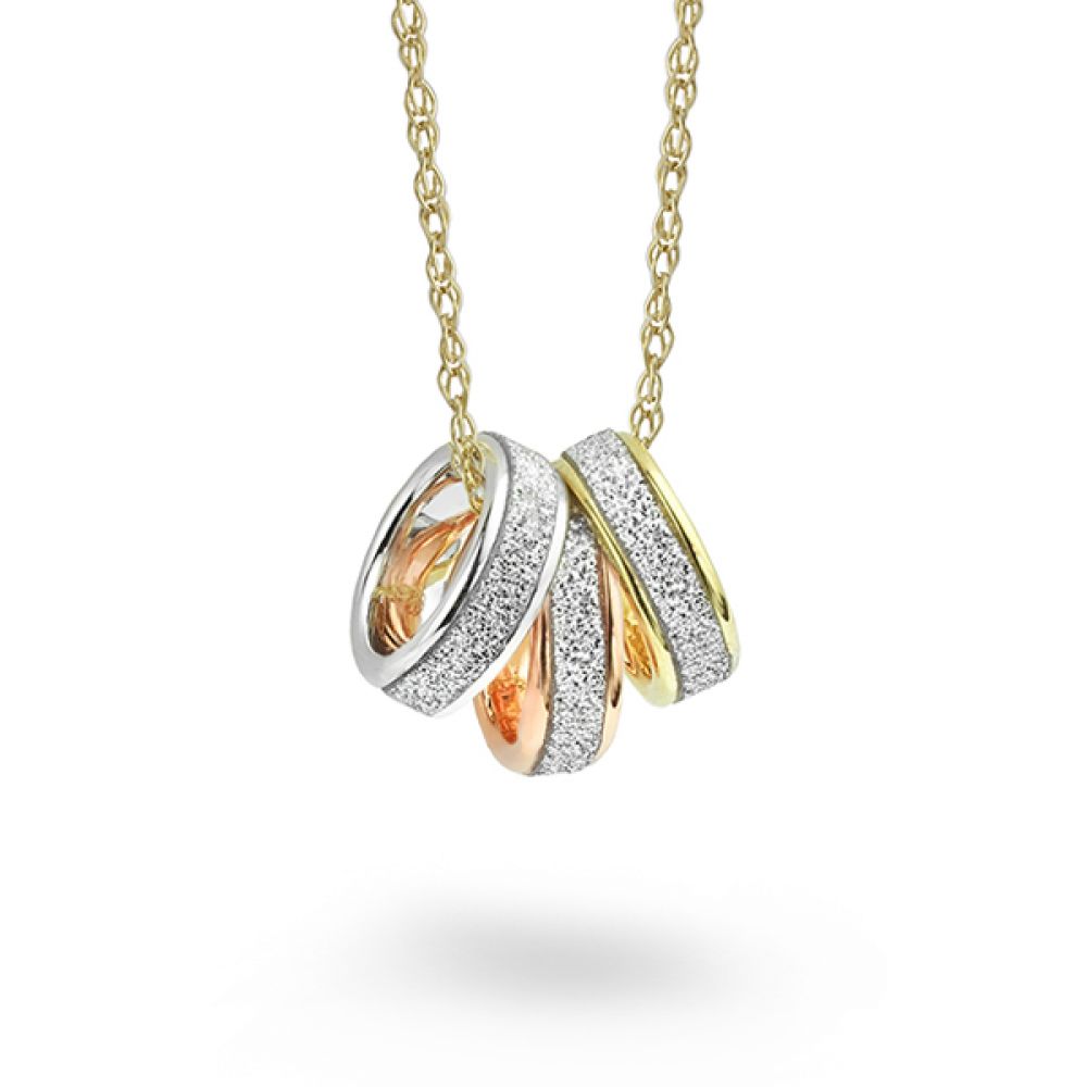 Three Ring Necklace 3 Gold Ring Necklace White Yellow Rose