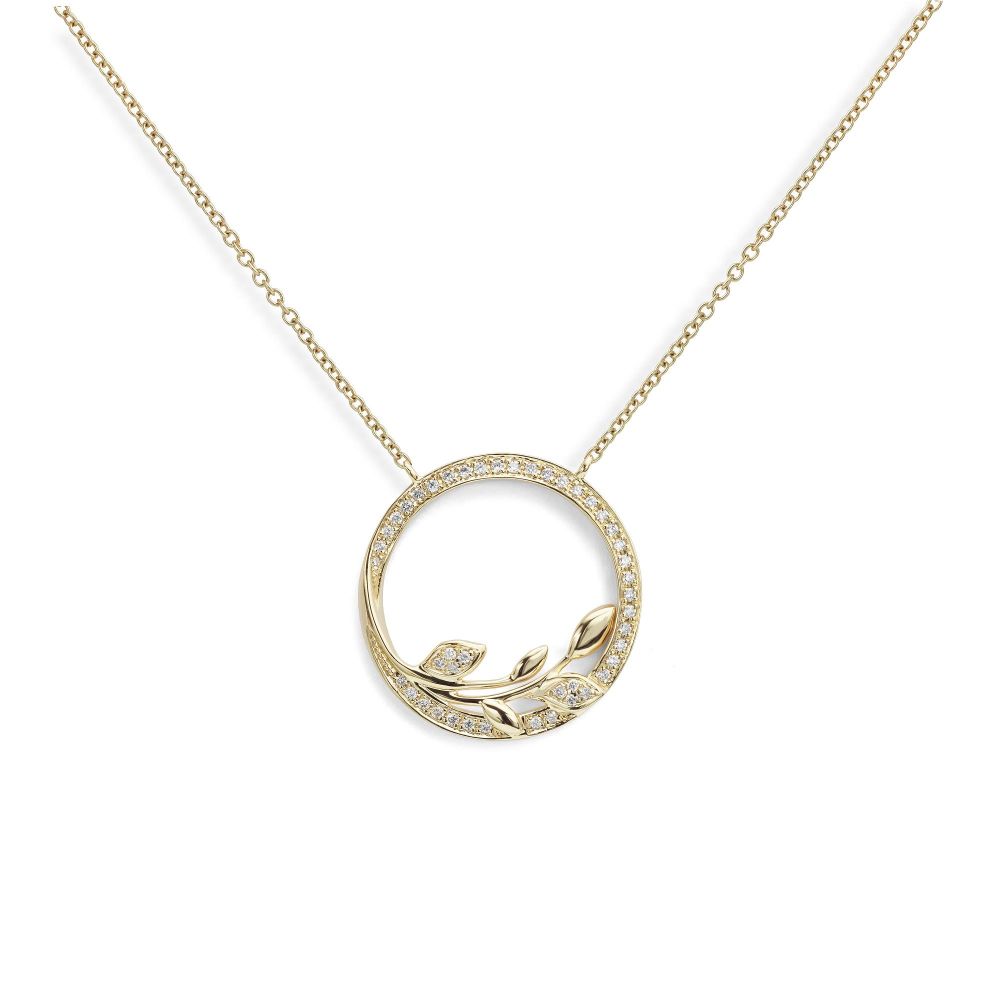 Yellow Gold Diamond Circle Necklace 9 Carat Yellow Gold