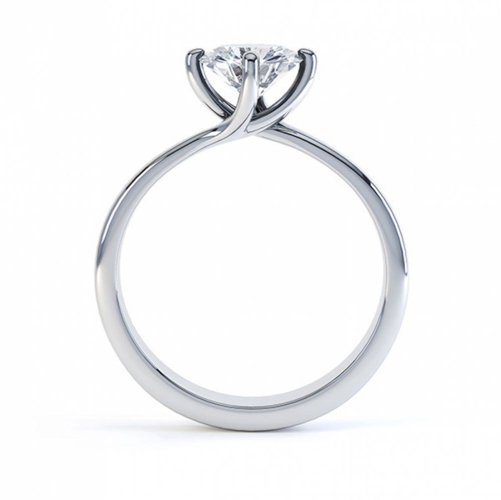 4 Claw Twist Engagement Ring Round Solitaire Twist Setting