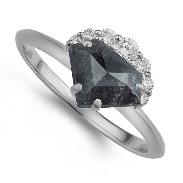 Galaxy Black Diamond Engagement Ring in 950 Platinum
