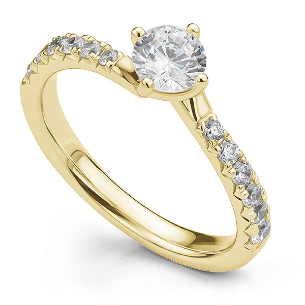 Aura Diamond Twist Engagement Ring - Graduated Diamond Shoulders