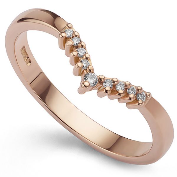 Wishbone Diamond Wedding Ring in Rose Gold