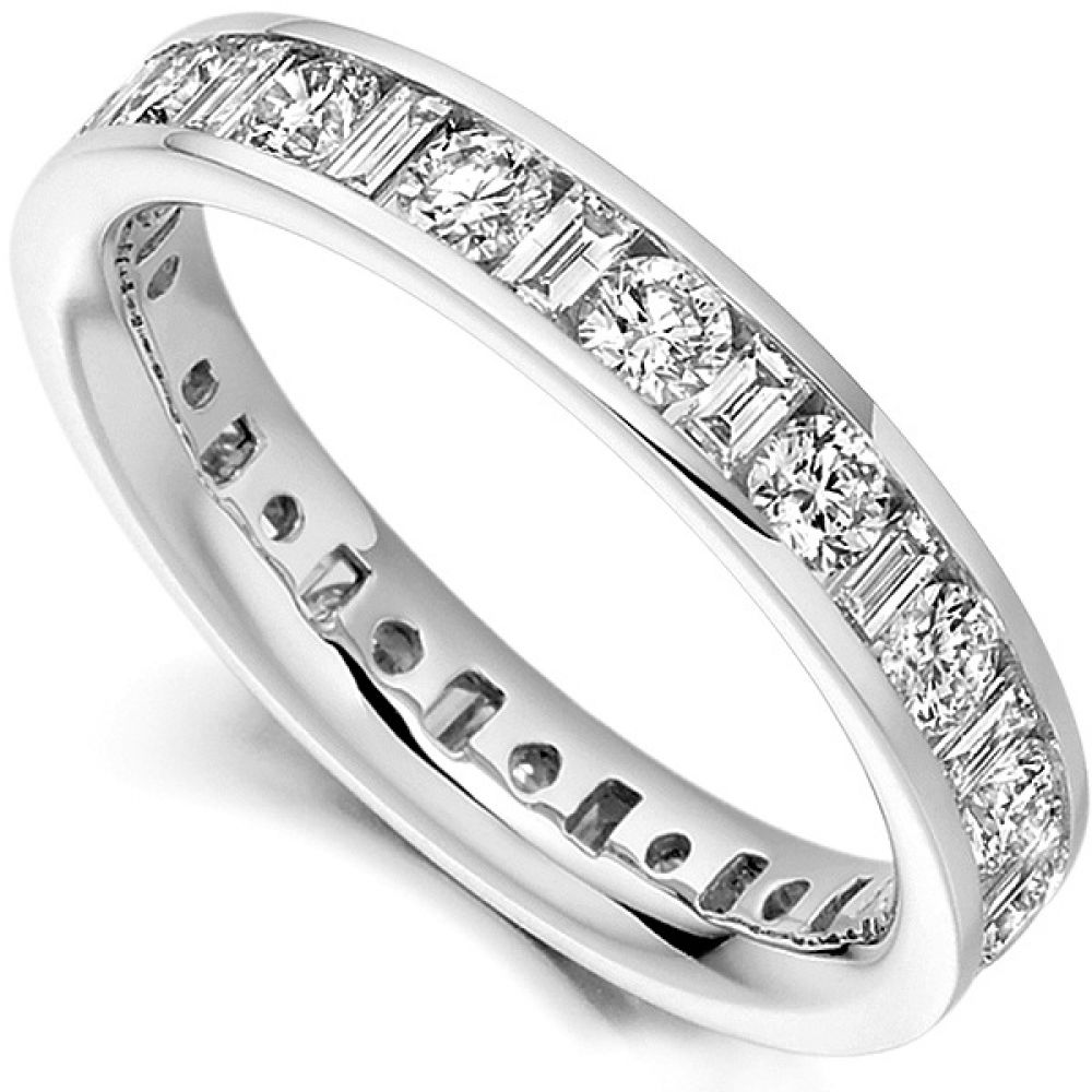 2 Carat Round and Baguette Diamond Eternity Ring