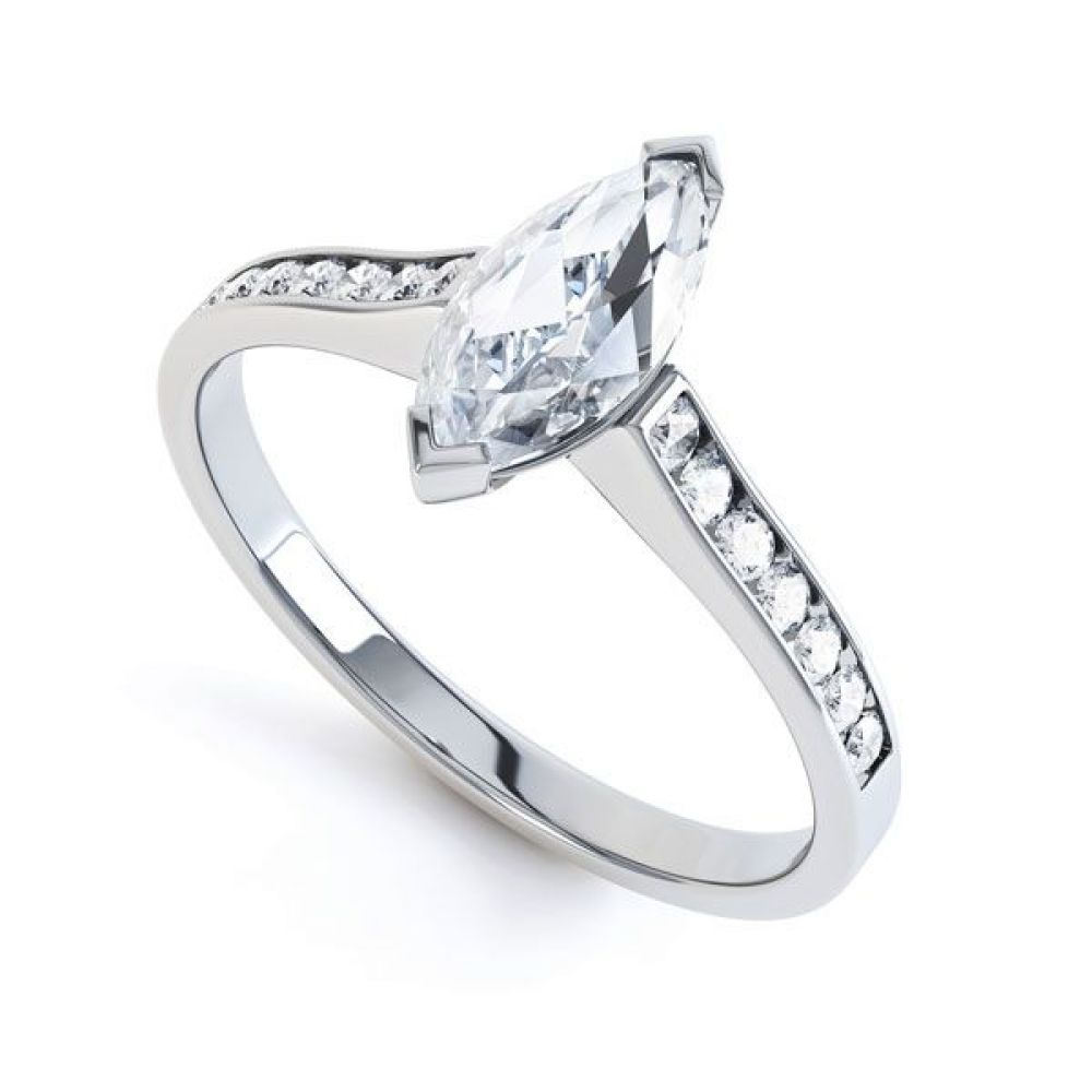 Marquise Engagement Ring with Diamond Shoulders