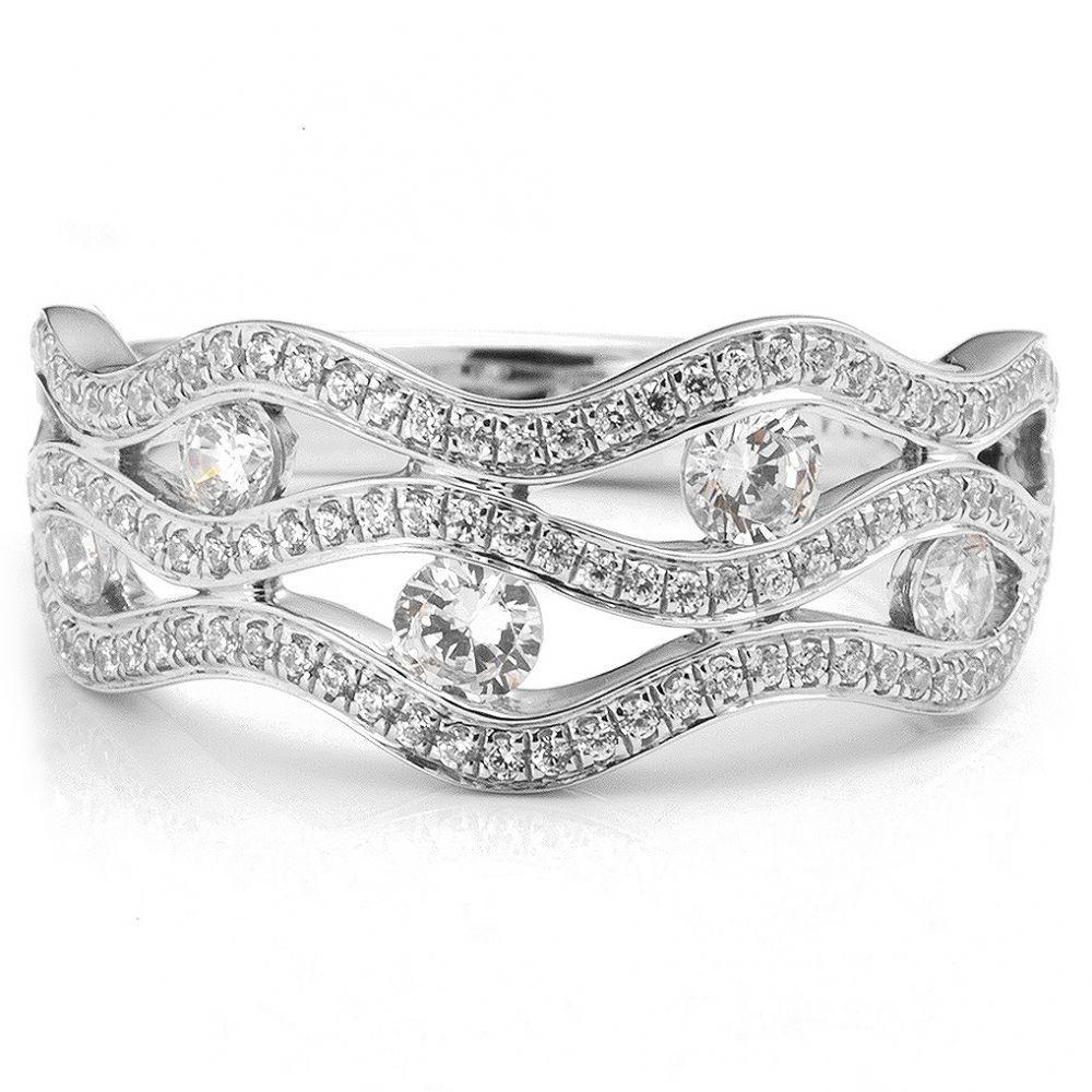 1 Carat Grain Set Diamond Wave Ring