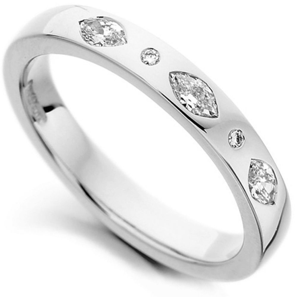 Marquise and Round Brilliant Diamond Wedding Ring