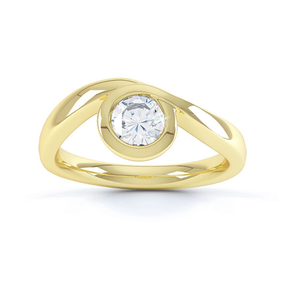 Asymmetrical Full Bezel Diamond Engagement Ring