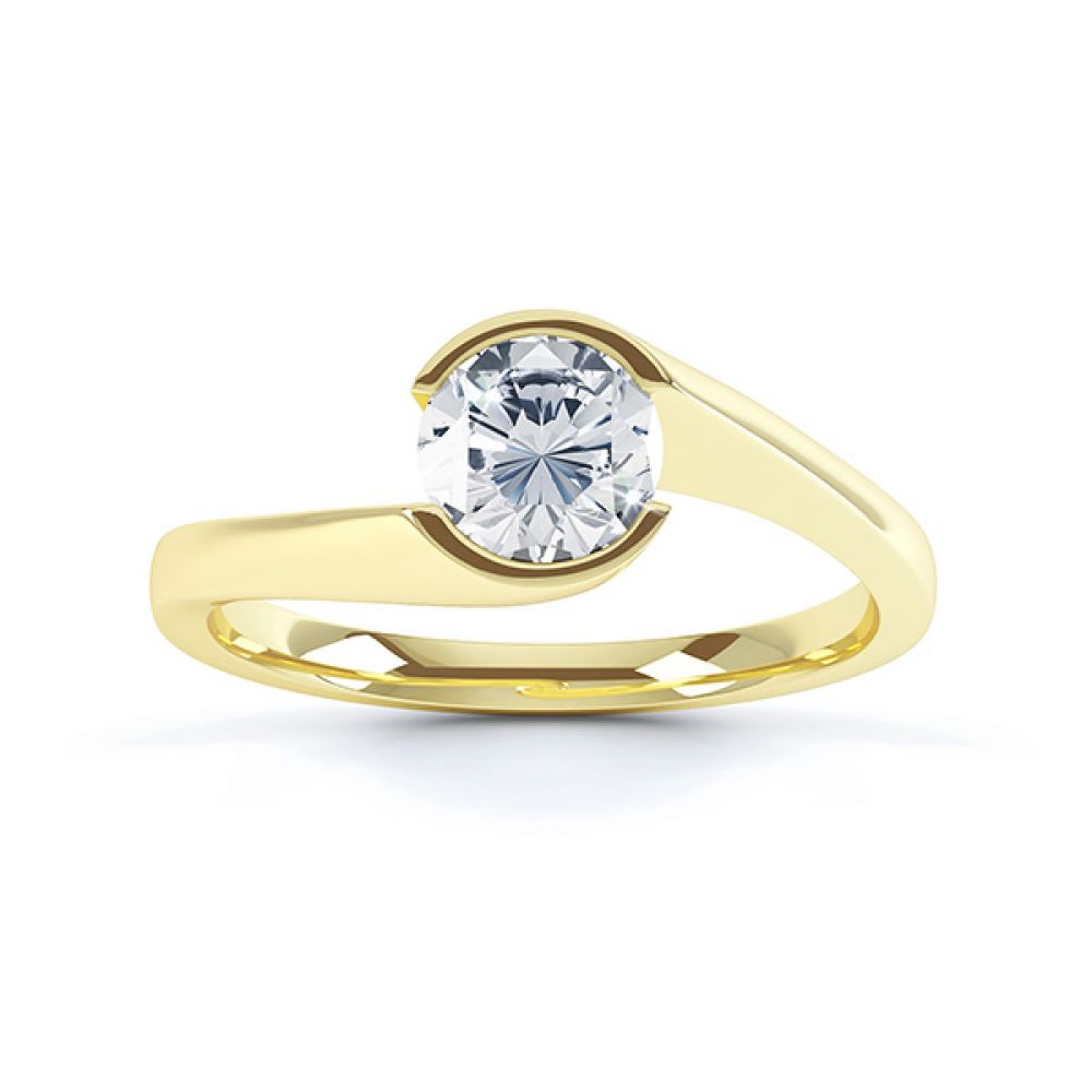 Crossover Bezel Round Solitaire Engagement Ring