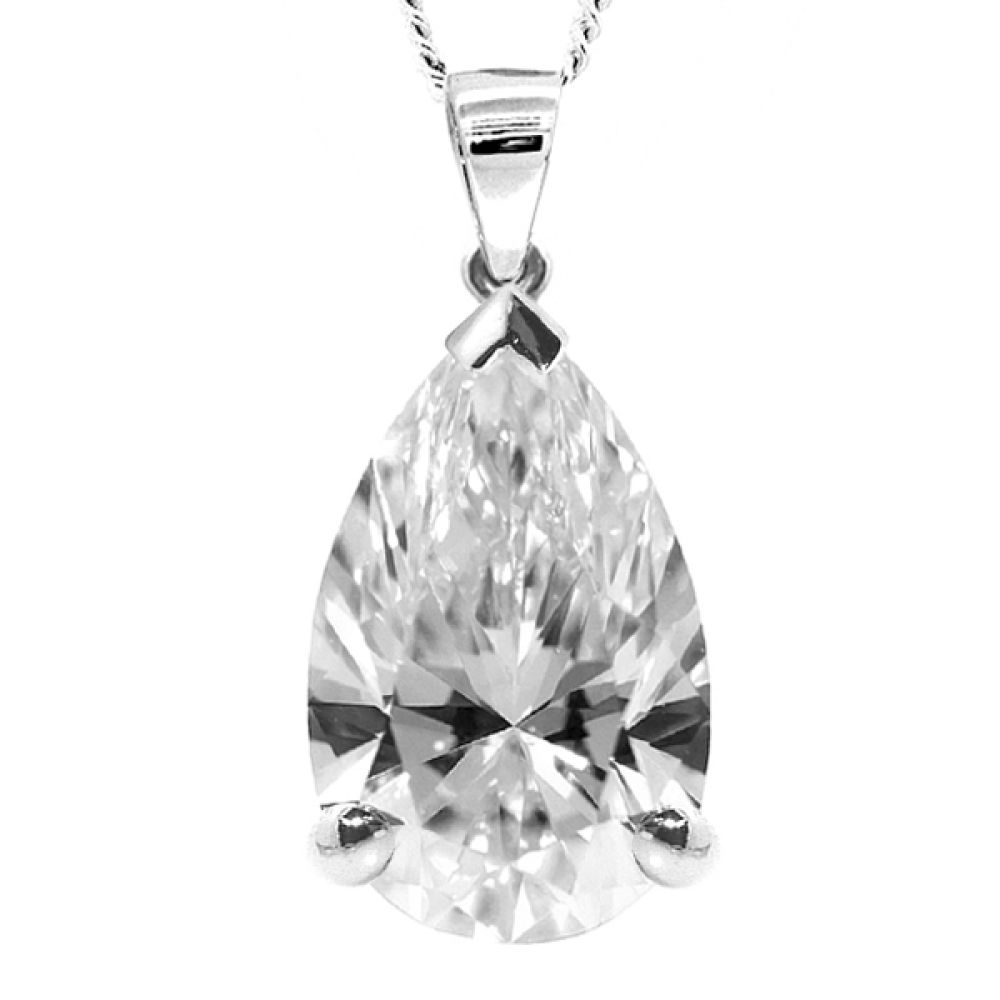 3 Claw PearShaped Diamond Solitaire Pendant
