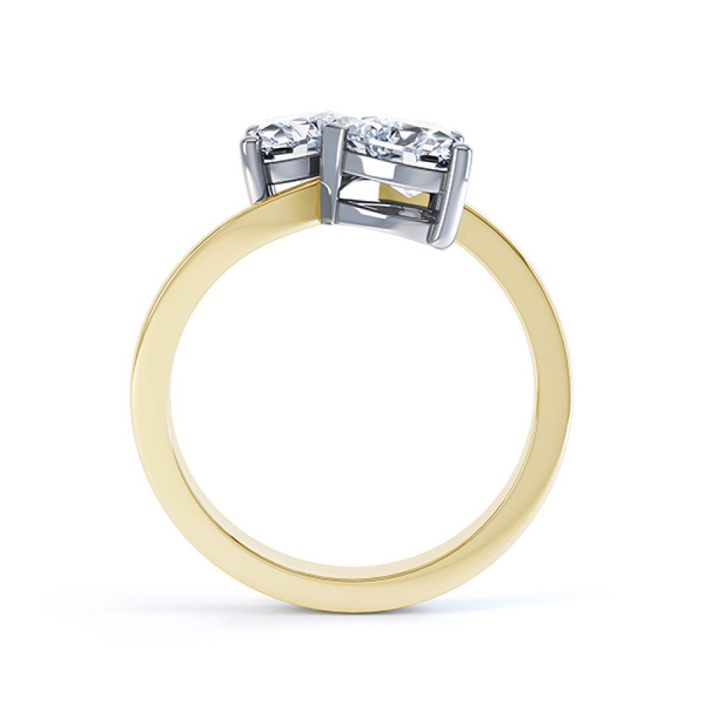 Two Stone Heart Shaped Diamond Engagement Ring