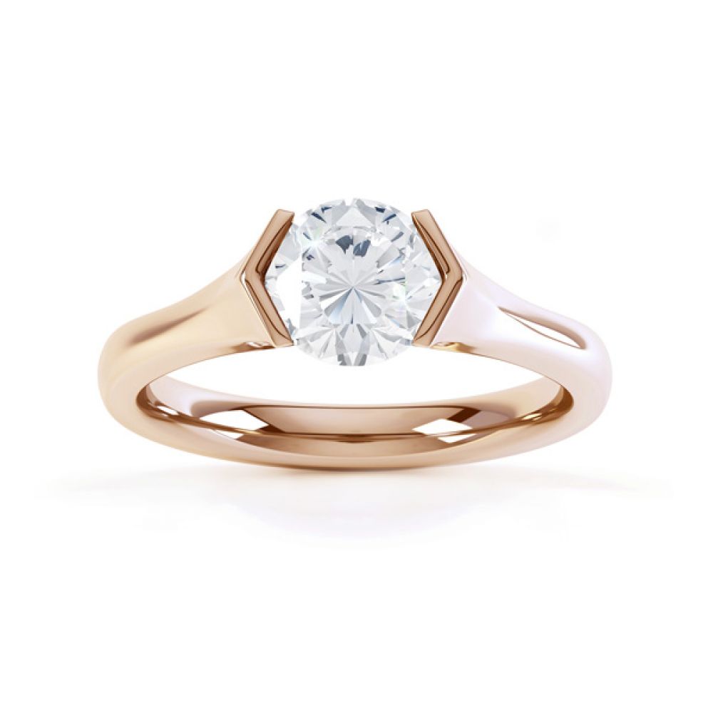 V Shaped Part Bezel Diamond Engagement Ring