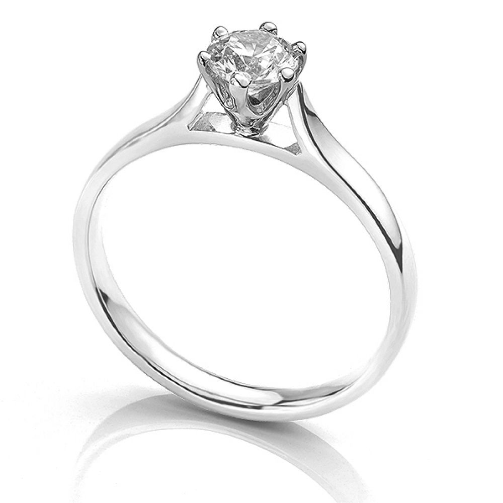 Ballerina 6 Claw Tiffany Style Solitaire Engagement Ring
