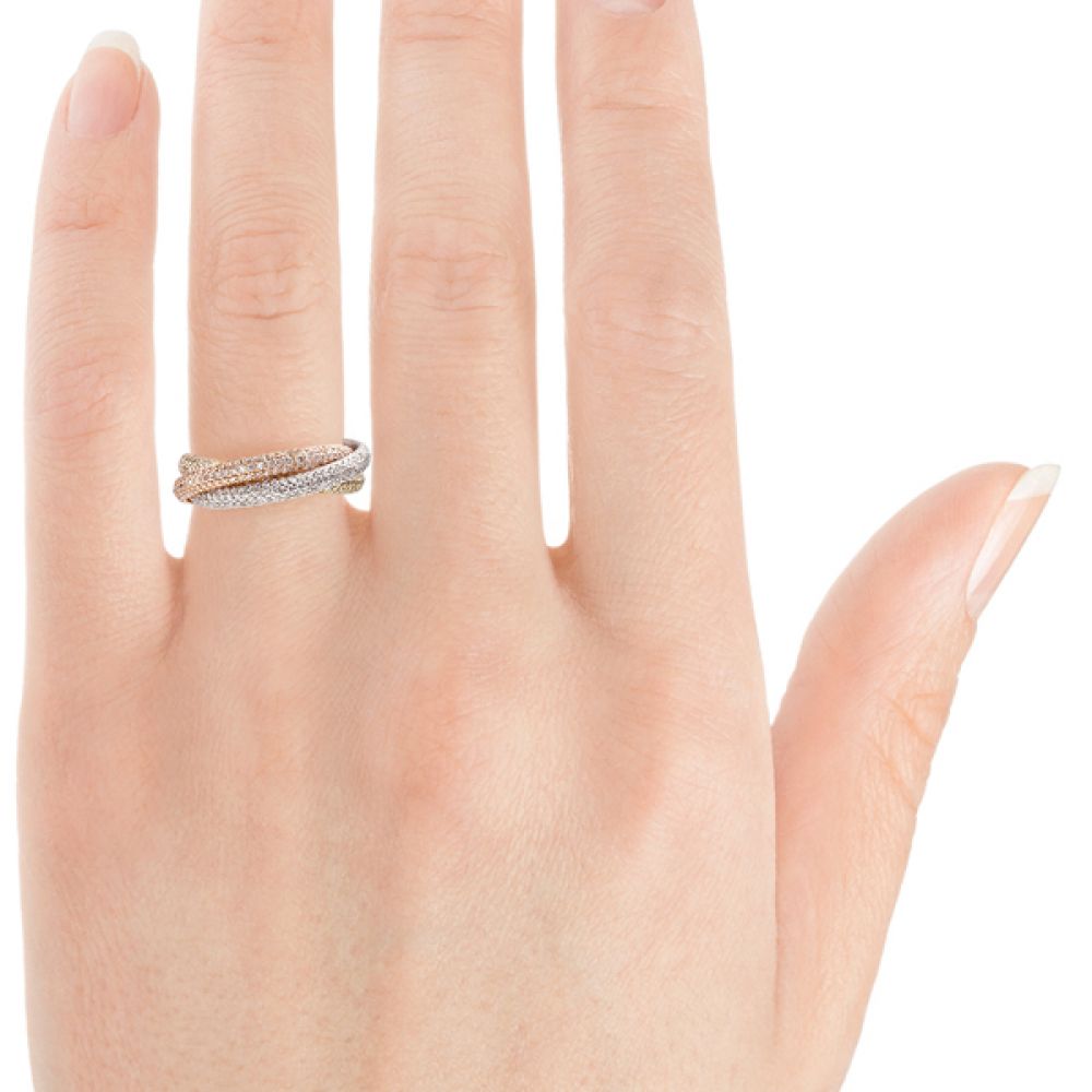 2 Carat Pavé Set Russian Diamond Wedding Rings