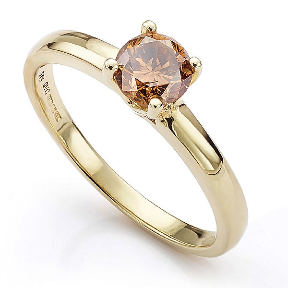 Chocolate Coloured Diamond 9ct Gold Solitaire Ring