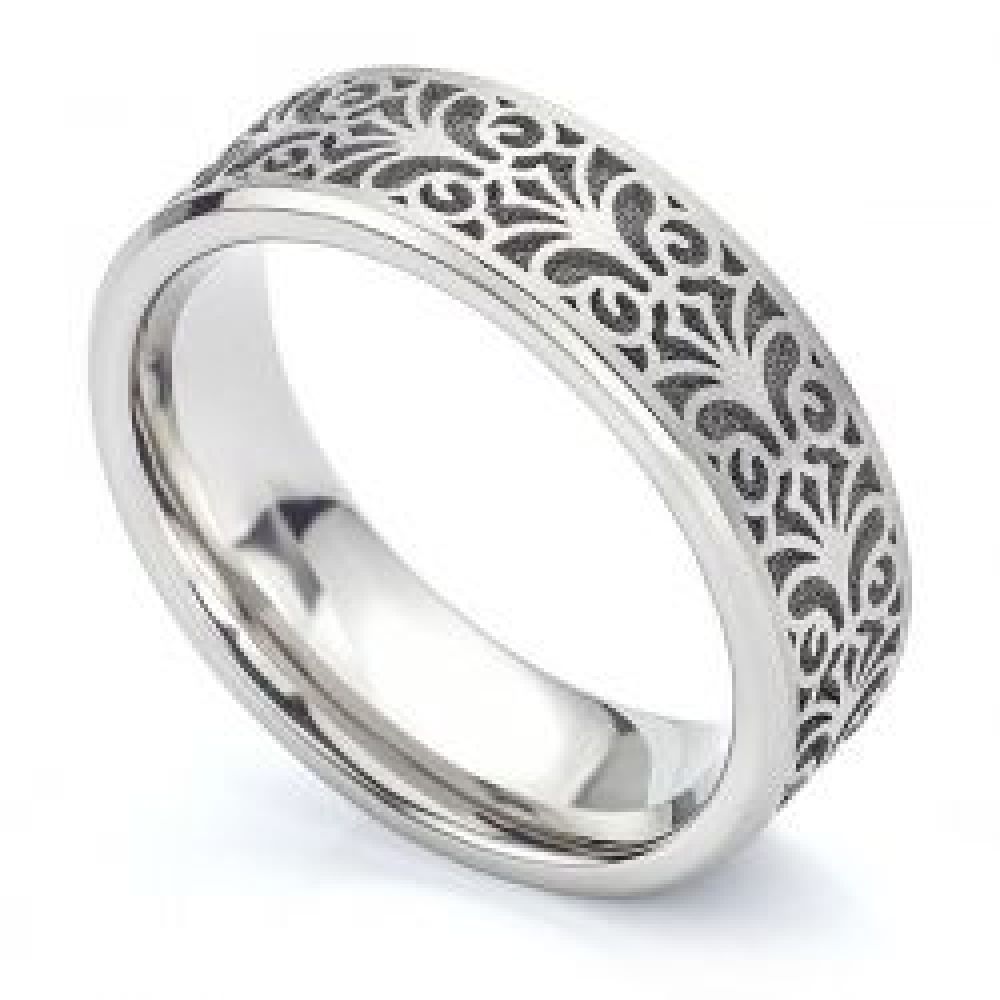 Baroque Patterned Titanium Wedding Ring