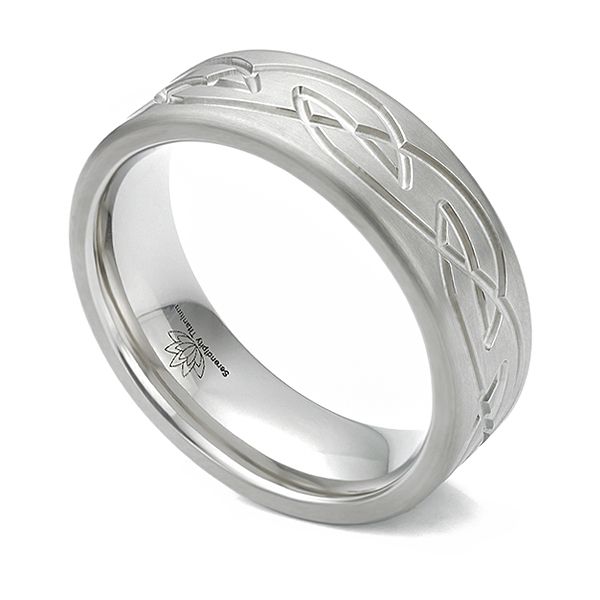 Satin Celtic Patterned Wedding Ring