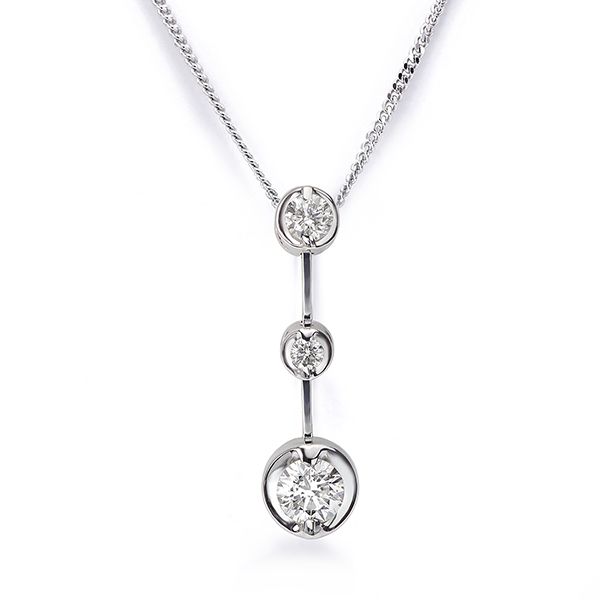 Three Stone Diamond Drop Necklace Cascade Design